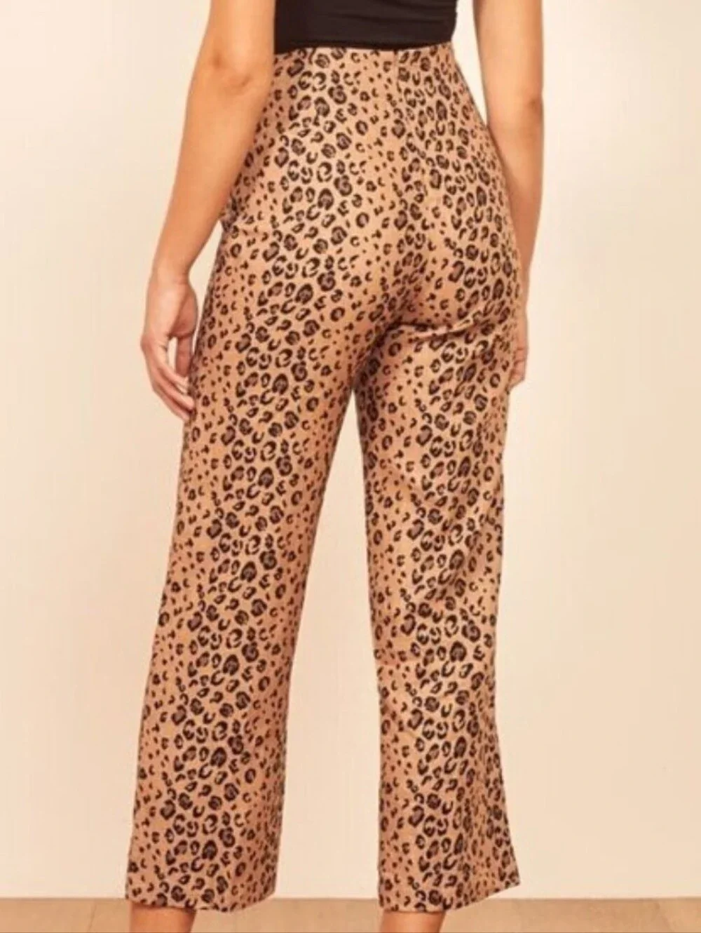 Reformation 100% Linen Leopard Print Cropped Pants Size 0